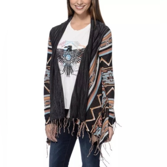 {Billabong} “Dream Chaser” Multi-Colored Southwest Style, Open Front Cardigan - Picture 5 of 6